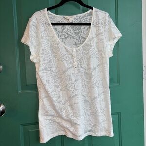 H&M XL sheer white top